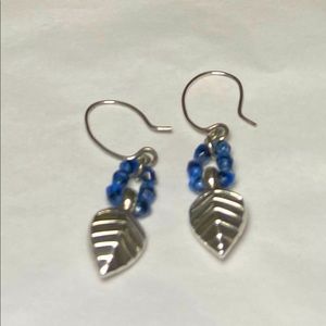 Silver and Blue Bead Earrings 🥰